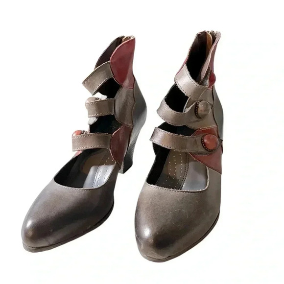 L’Artiste Gray Ankle Vintage Multistrap Booties size 7 by Spring Step - Picture 2 of 6